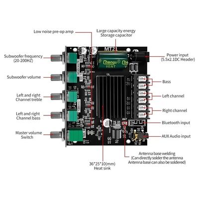 ZK-MT21 HiFi Digital Power Amplifier Board 100W+2*50W 2.1 Channel Subwoofer AUX 12/24V ออดิโอ สเตเรีย 5.0 แอมเปอร์ ZK-MT21