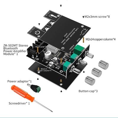 ZK-502MT 5.0 Subwoofer Amplifier Board 50W*2 2.0 Channel เครื่องกระตุ้นเสียงสเตเรียออดิโอพลังงานสูง