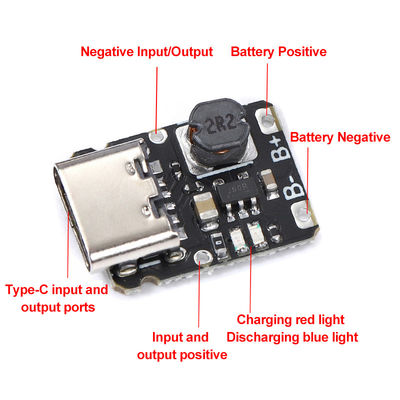 3.7V 4.2V 18650 แบตเตอรี่ลิทธิียม ชาร์จ บูสต์ แพวเวอร์ บอร์ดคุ้มครองประเภท-c