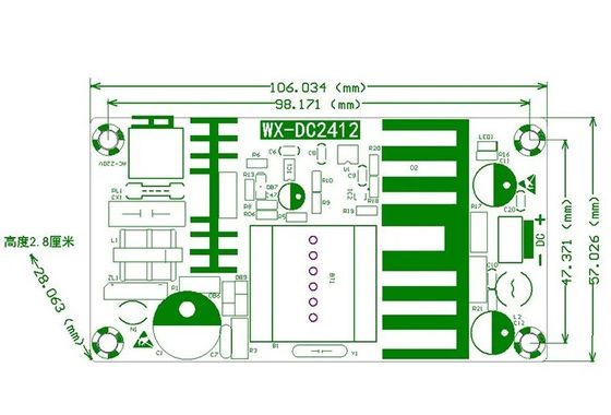 WX-DC2412 แผ่นไฟฟ้าสลับ 100W โมดูลไฟฟ้าสูง แผ่นไฟฟ้าเปล่า AC DC 24V4A