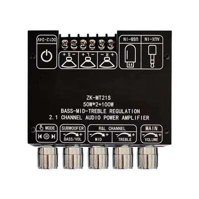 2.1 Channel Subwoofer AUX 12V 24V Audio Stereo 5.1 Bass Digital Power Amplifier Board ZK-MT21S 2x50W 100W สําหรับตัวปรับไฟ DC