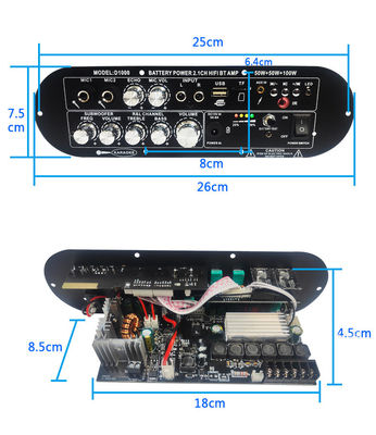 โทรลี่สเตเรียรถยนต์ที่สามารถชาร์จใหม่ได้ Subwoofer ออดิโอ แอปเปอร์ แอมพลิเฟอร์ PCB Board 2.0 Channel 12V ด้วยการออกแบบแบบแบบส่วนตัว