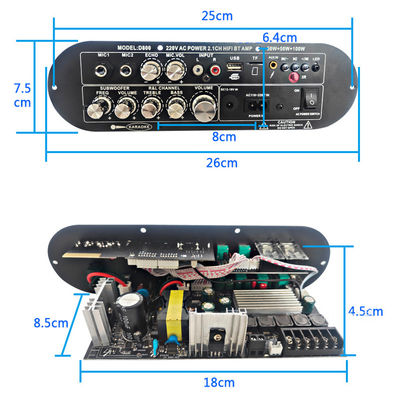 D800 Professional 2.0 Channel Bluetooth Digital Amplifier Board 12V เครื่องชาร์จใหม่พลังงานสูงสําหรับ DJ / คาราโอเกะ