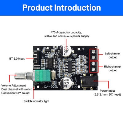ZK-502L 2.0 Channel Digital Amplifier Board Home Theater HIFI Amplifier with BT5.0 50WX2 เครื่องเสริมเสียงจากวัสดุโลหะ เครื่องเสริมเสียงจากโลหะ ZK-502L