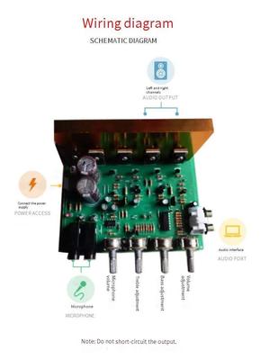 100W 2.0 Channel Audio Amplifier Board โมดูล PCB ขนาด 16x14x6cm