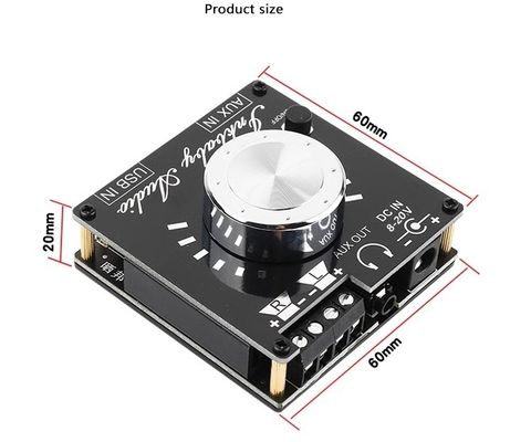 บอร์ดแอมพลิฟายเออร์ Bluetooth 5.0 แบบสองช่องสัญญาณ 80W ขนาด 60x60x30 มม.