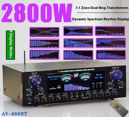 AV-888BT 2800W โฮม คาราโอเกะ เครื่องกระตุ้นพลังงานสองแหวน รุ่นใหม่ 7.1 ช่องโซน Tuning สถาปัตยกรรมโลหะพลังงานสูง