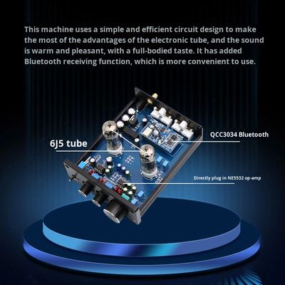 ออดิโอฟิล HIFI Tube Preamplifier 6J5 QCC3034 สําหรับ BT 5.1 เครื่องขยายเสียงไร้สายในบ้านที่มี Preamp ปรับ Bass และ Treble
