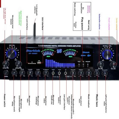 ชุด:โรงภาพยนตร์ที่บ้าน 7.1 ช่อง AV-888BT แอมพลิเฟอรกับ Cyclone No.9 โทรศัพท์พร้อม Subwoofer 10 นิ้ว