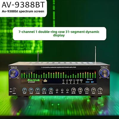 AV-9388BT/AV-999BT 2200W/1200W เครื่องขยายเสียงไร้สาย 7 ช่อง BT แบบมืออาชีพ ภาพยนตร์บ้านความแม่นยําสูง 7.1 ระบบเสียงโลหะ