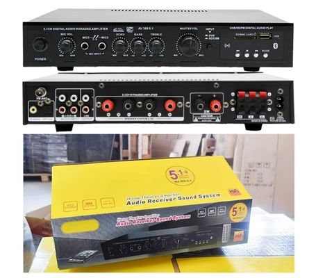 5.1CH 120W*2+25W*3 เครื่องขยายพลังงาน HIFI พร้อมไฟเข้าแบบ Optical Coaxial, BT 5.0ซุปเปอร์บาส สําหรับงานคาราโอเกะ