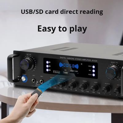 AV-628 เครื่องขยายเสียงซับวูฟเฟอร์โคแอกเชียล 5.1 แชนแนล 600W สำหรับบ้าน รุ่นกำลังไฟสูง ตัวรับสัญญาณไฟเบอร์ออปติก BT ข้ามพรมแดน
