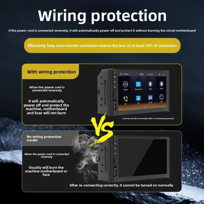 รถยนต์ขนาด 7 นิ้วสำหรับเครื่องเล่น MP5 พร้อมกล้องมองหลัง HD ไร้สาย BT CarPlay Android Auto วิทยุแดชบอร์ด วิทยุแดชบอร์ดแบบมีสาย