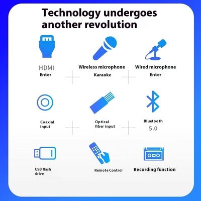 2.0 ช่องพลังงานสูง 100W เครื่องขยายเสียงคาราโอเก้ไร้สาย BT Lossless Decoding HDML ARC Optical Fiber Coaxial Electronics