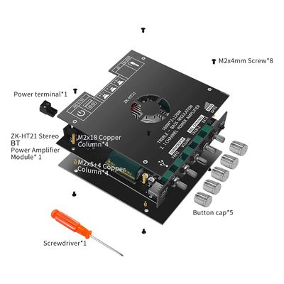Creatall HT21 2.1 ช่อง 160WX2+220W HiFi Power Amplifier Board Module AUX/USB Input BT5.0 ดิจิตอล ซับวูฟอร์ โปรเฟชั่น