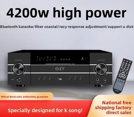 5.1CH 4200W เครื่องขยายเสียงโปรแรงสูง พร้อม Anti-Feedback, BT Wireless, สําหรับการแสดงในบ้าน Karaoke Stage KTV Meeting