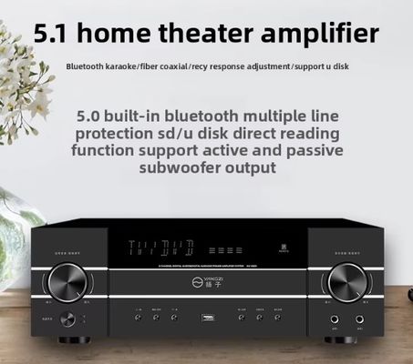 5.1CH 4200W เครื่องขยายเสียงโปรแรงสูง พร้อม Anti-Feedback, BT Wireless, สําหรับการแสดงในบ้าน Karaoke Stage KTV Meeting