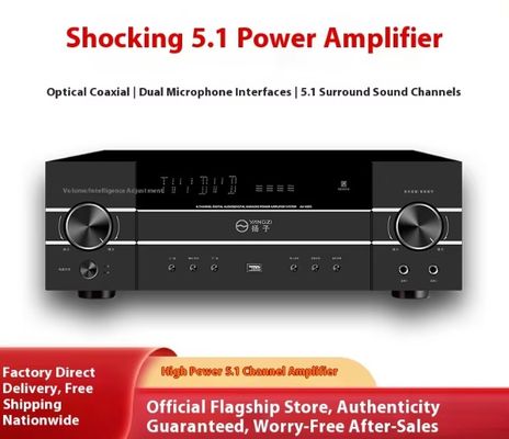 5.1CH 4200W เครื่องขยายเสียงโปรแรงสูง พร้อม Anti-Feedback, BT Wireless, สําหรับการแสดงในบ้าน Karaoke Stage KTV Meeting