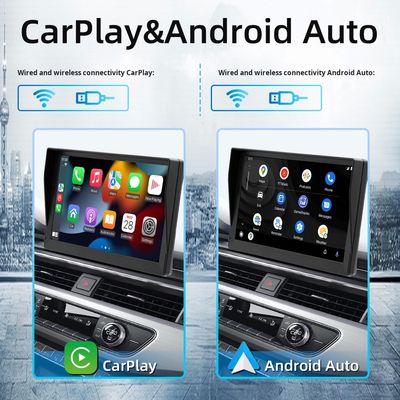 เครื่องเล่น MP5 ในรถยนต์แบบพกพา Creatall ขนาด 9 นิ้ว พร้อมภาพย้อนกลับ HD สำหรับ CarPlay ไร้สาย Bluetooth การวางบนแผงหน้าปัด การเชื่อมต่อ USB