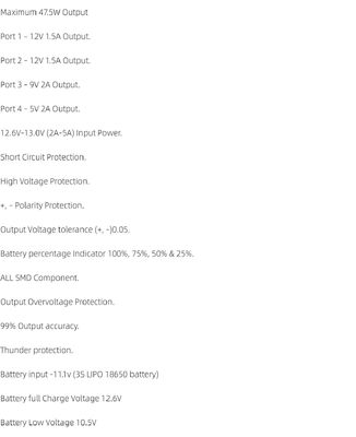 CA-403S Mini Router แหล่งจ่ายไฟสำรองพร้อมแบตเตอรี่ 11.1V อินพุต 40W เอาต์พุต และการป้องกันการลัดวงจร