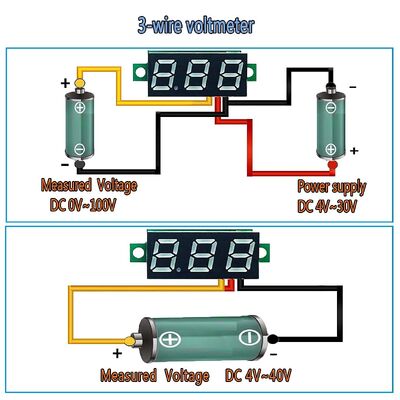 Mini 0.36 Digital LED Display Module Red Blue Voltmeter Electric Battery DC2.5V-32V/DC0-100V Voltage Testing Panel Meter DC