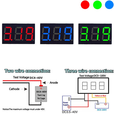 Mini 0.36 Digital LED Display Module Red Blue Voltmeter Electric Battery DC2.5V-32V/DC0-100V Voltage Testing Panel Meter DC