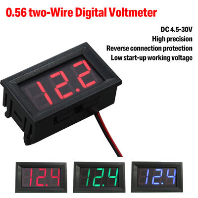 0.56\" Mini LED Display Panel Red Green Blue Voltmeter 4.5V-30V DC Range Two-Wire Connection 22mm Mounting Electronic Components