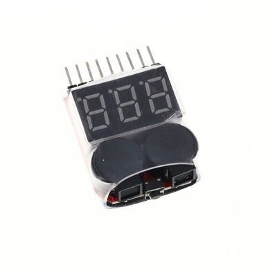Two-in-One 1-8S Battery Indicator & Low-Voltage Alarm with Buzzer Real-Time Display