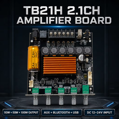 บอร์ดขยายเสียงบลูทูธ TPA3116 2.1 แชนเนล 50W+50W+100W CA-TB21H พร้อมการควบคุมด้วยแอป