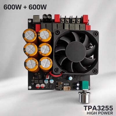 600W+600W Dual TPA3255 Amplifier Board Fan Cooling Class D Stereo Amplifier Board DC18-50V เครื่องปรับเสียงแบบสเตียโร่