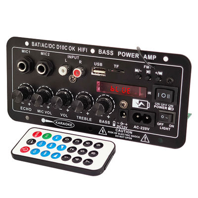 เครื่องขยายเสียงรถยนต์ 24V/220V เครื่องขยายเสียงโมโนพร้อมไมโครโฟนคู่พลังงาน 120W และบลูทูธสําหรับซับวูเฟอร์และคาราโอเกะ