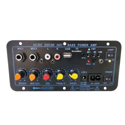 D20 200W BT 5.0 แอมพลิเฟียร์ บอร์ด แอมพลิเฟียร์สเตียโร่รถยนต์พร้อมไมโครโฟนคู่และรองเสียง